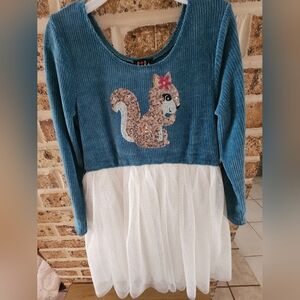 Girls Cute Sequin Squirrel Dress